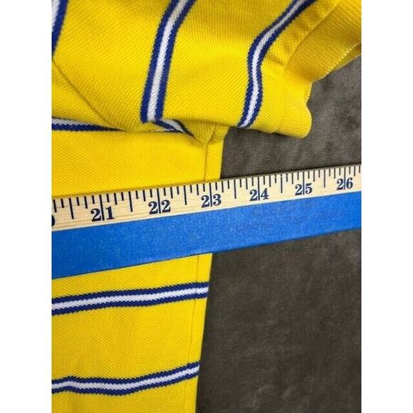 Polo Ralph Lauren Shirt Mens XL Custom Fit Yellow Blue Striped Short Sleeve Pony - Picture 5 of 6